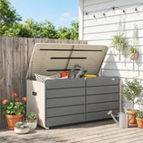 757 L Garden Storage Box with Wheels and Lockable Lid, Beige/Grey