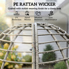 Standing PE Rattan Egg Chair with Footstool and Thick Cushions, Light Grey