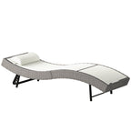 Rattan Sun Lounger with S-Shaped Seat and 5-Position Backrest, Cream White