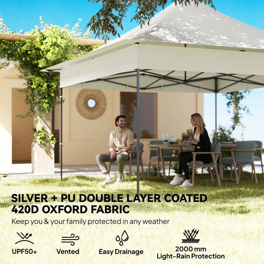 12 x 12 ft Pop Up Canopy Tent with Sidewalls and Wheeled Bag, Silver