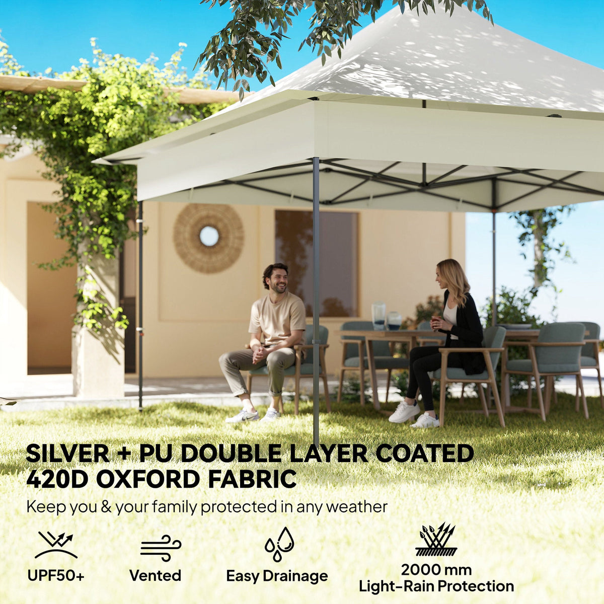 12 x 12 ft Pop Up Canopy Tent with Sidewalls and Wheeled Bag, Silver