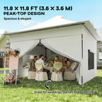12 x 12 ft Pop Up Canopy Tent with Sidewalls and Wheeled Bag, Silver