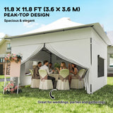 12 x 12 ft Pop Up Canopy Tent with Sidewalls and Wheeled Bag, Silver