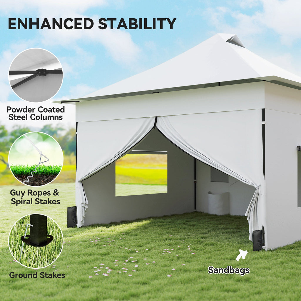 12 x 12 ft Pop Up Canopy Tent with Sidewalls and Wheeled Bag, Silver