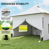 12 x 12 ft Pop Up Canopy Tent with Sidewalls and Wheeled Bag, Silver