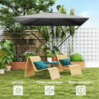Offset Patio Umbrella with Base, Cover and Tilt Function, Grey
