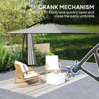 Offset Patio Umbrella with Base, Cover and Tilt Function, Grey