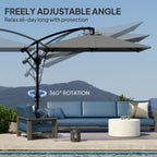 Offset Patio Umbrella with Base, Cover and Tilt Function, Grey