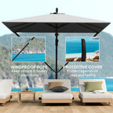 Offset Patio Umbrella with Base, Cover and Tilt Function, Grey