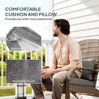 Wicker Adirondack Rocking Chair with Cushion and Pillow, Grey/Mixed Yellow