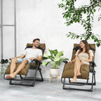 Set of 2 Reclining Zero Gravity Chairs with Cushion, Khaki