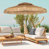 10FT Hula Thatched Tiki Patio Umbrella with 2-Tier Canopy, Natural