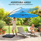 3 m Cantilever Parasol with Weights, Cover & Cross Base, Blue