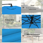 3 m Cantilever Parasol with Weights, Cover & Cross Base, Blue