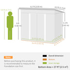7' x 4' Outdoor Storage Shed with Lockable Double Doors, Green