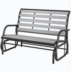 2-Person Outdoor Glider Bench with Faux Wood Slatted Seat and Steel Frame, Grey