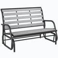 2-Person Outdoor Glider Bench with Faux Wood Slatted Seat and Steel Frame, Grey