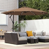 9.7 ft Cantilever Patio Umbrella with Solar LED Light and Cover, Khaki