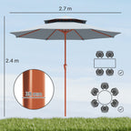 104'' x 104'' Patio Umbrella with Crank and Double Top, Light Grey