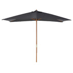 7' x 10' Wooden Patio Umbrella with Top Vent, Dark Grey