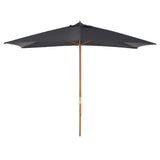 7' x 10' Wooden Patio Umbrella with Top Vent, Dark Grey