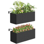 2 Pack 20" Railing Planter Boxes with Hooks and Drainage, Black