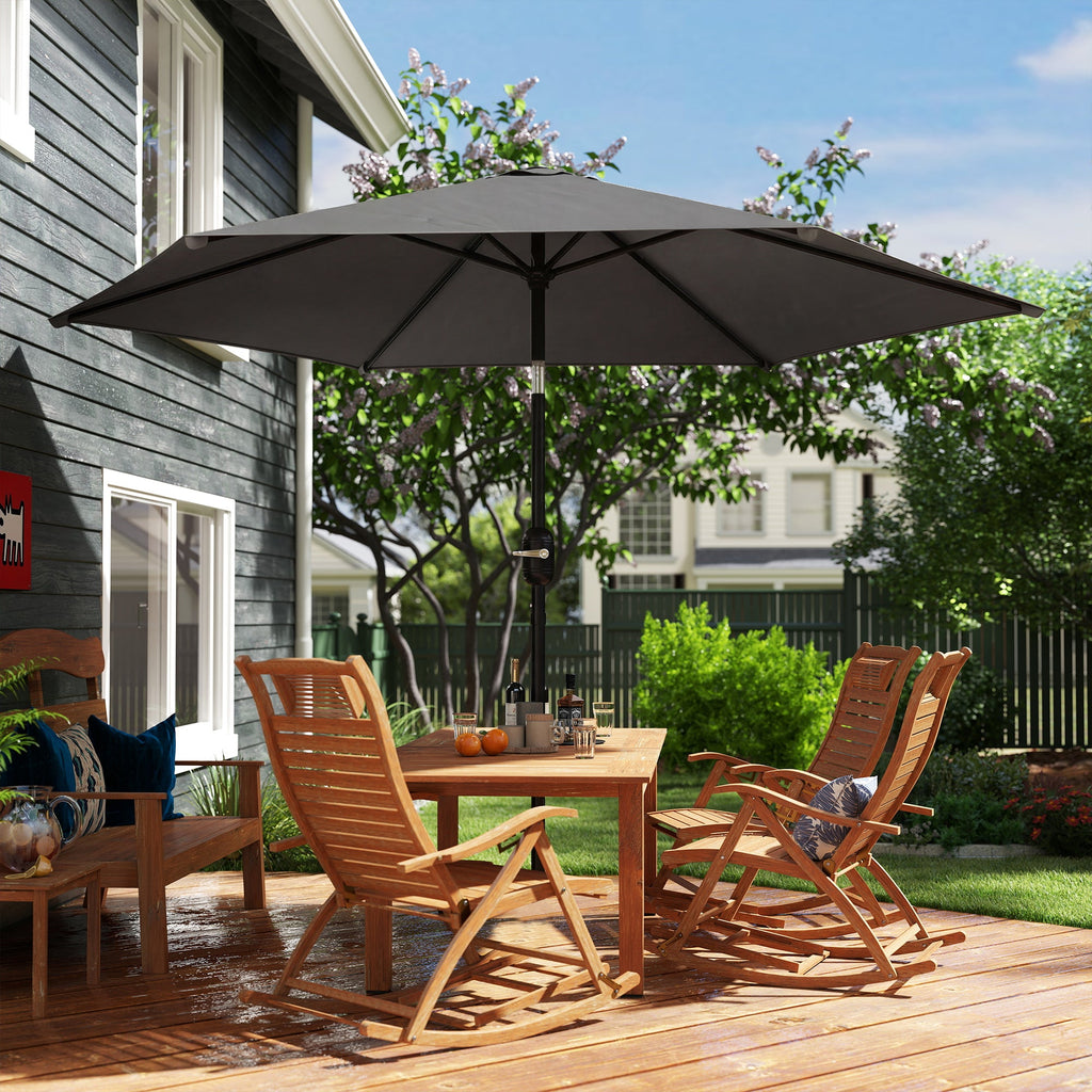 2.6 m Garden Parasol with Tilt, Crank, Vent & Aluminium Pole, Black