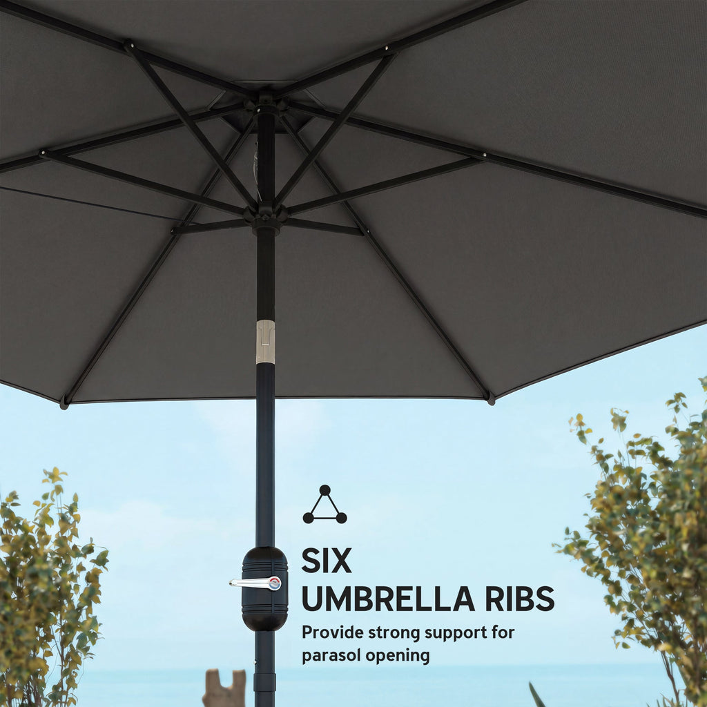 2.6 m Garden Parasol with Tilt, Crank, Vent & Aluminium Pole, Black