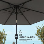 2.6 m Garden Parasol with Tilt, Crank, Vent & Aluminium Pole, Black