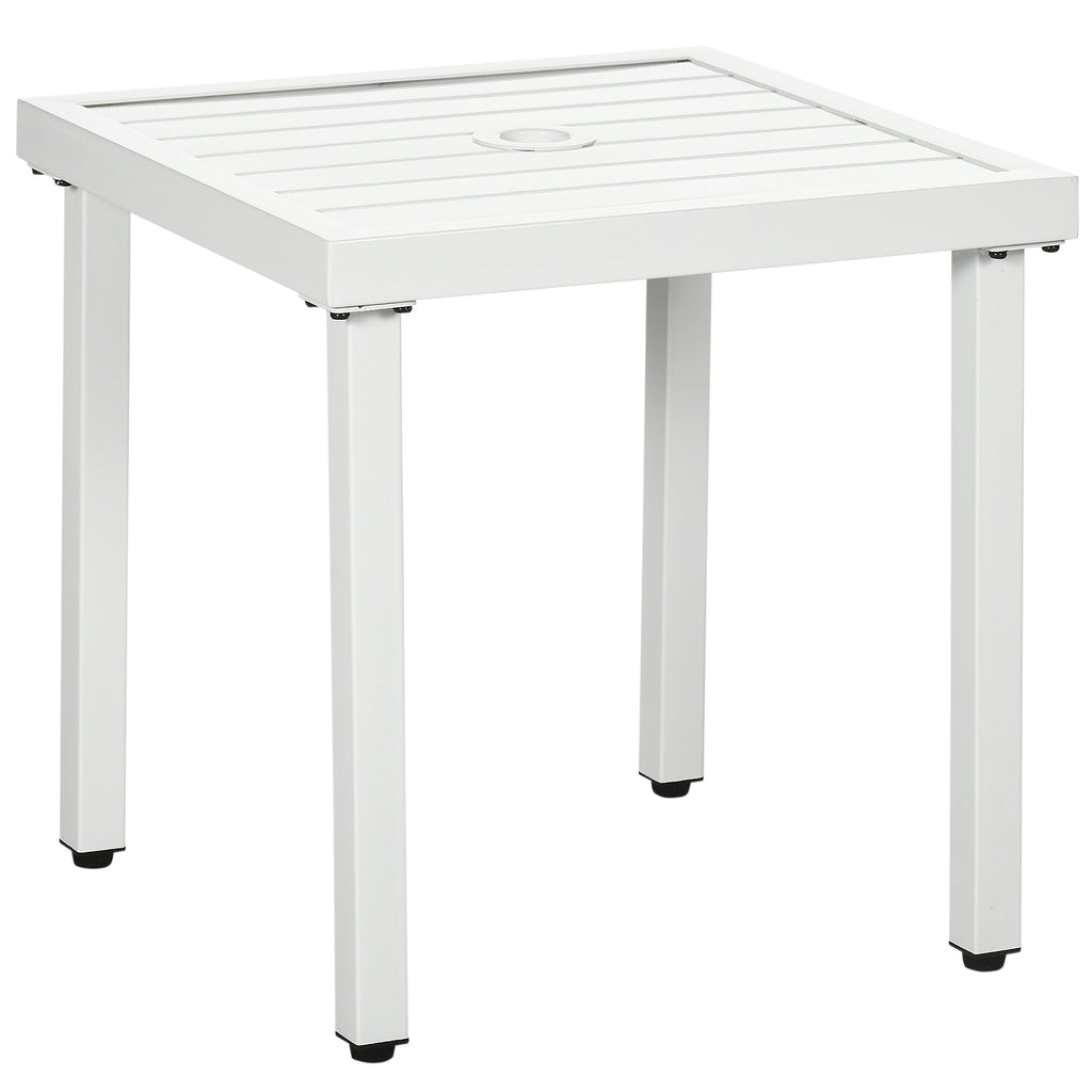51 x 51 cm Garden Side Table with Umbrella Hole, White