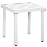 51 x 51 cm Garden Side Table with Umbrella Hole, White