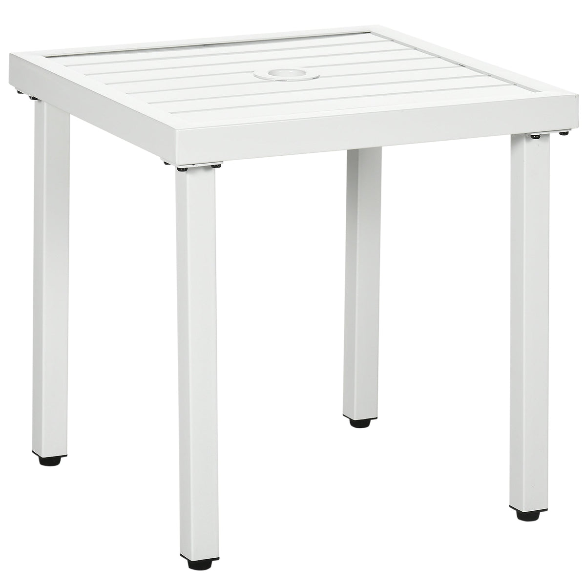 51 x 51 cm Garden Side Table with Umbrella Hole, White