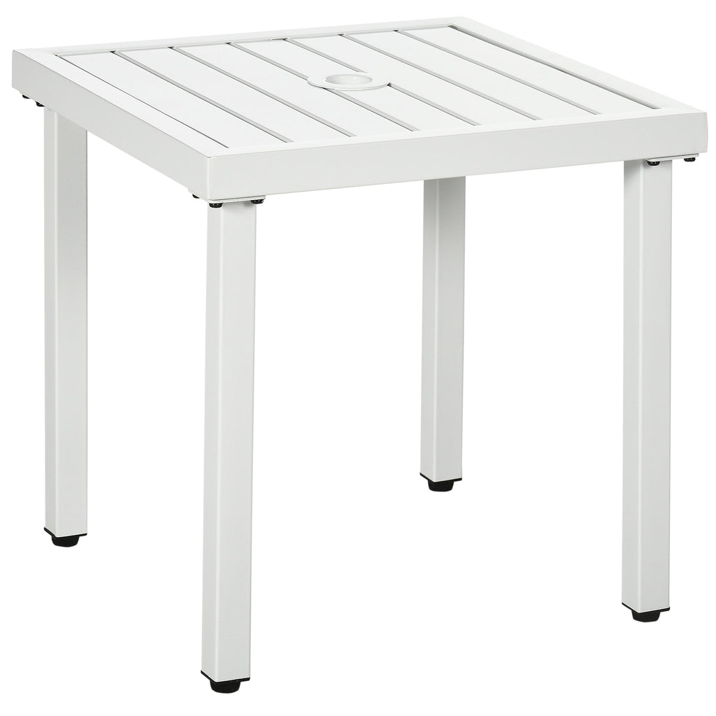 51 x 51 cm Garden Side Table with Umbrella Hole, White