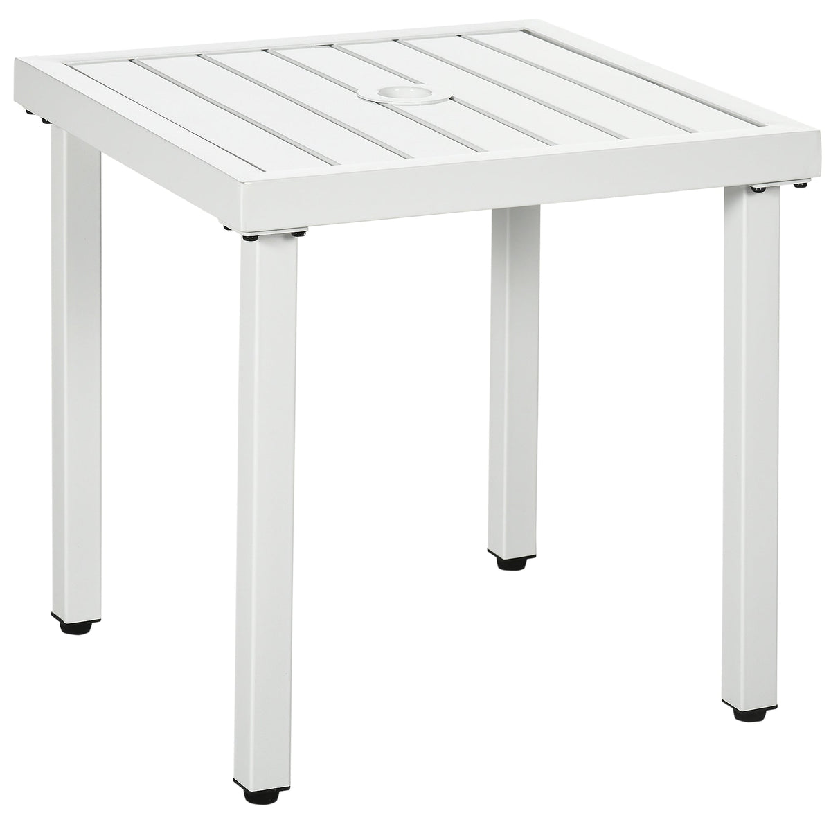 51 x 51 cm Garden Side Table with Umbrella Hole, White