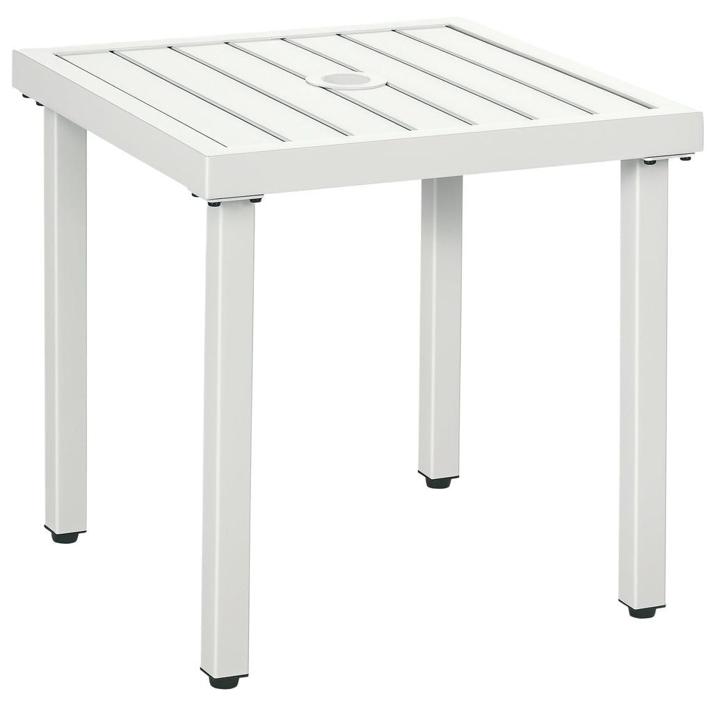51 x 51 cm Garden Side Table with Umbrella Hole, White