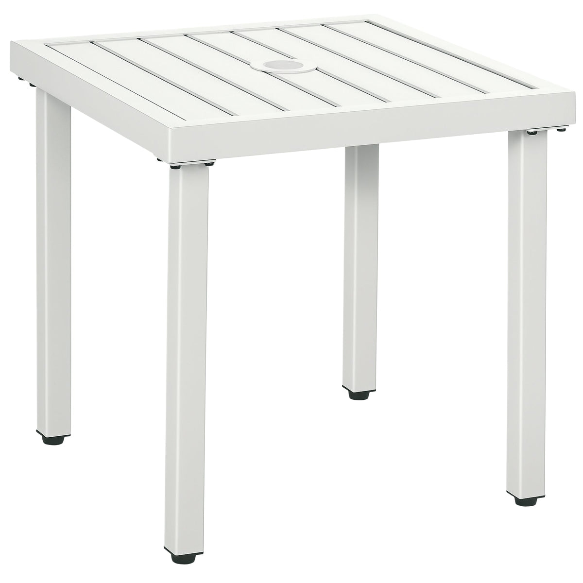 51 x 51 cm Garden Side Table with Umbrella Hole, White
