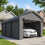 Onward 10' x 15' Heavy Duty Metal Carport with Galvanized Roof & Removable Sidewalls