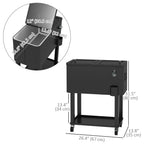 60 Quart Rolling Patio Cooler Cart with Shelf and Bottle Opener, Black