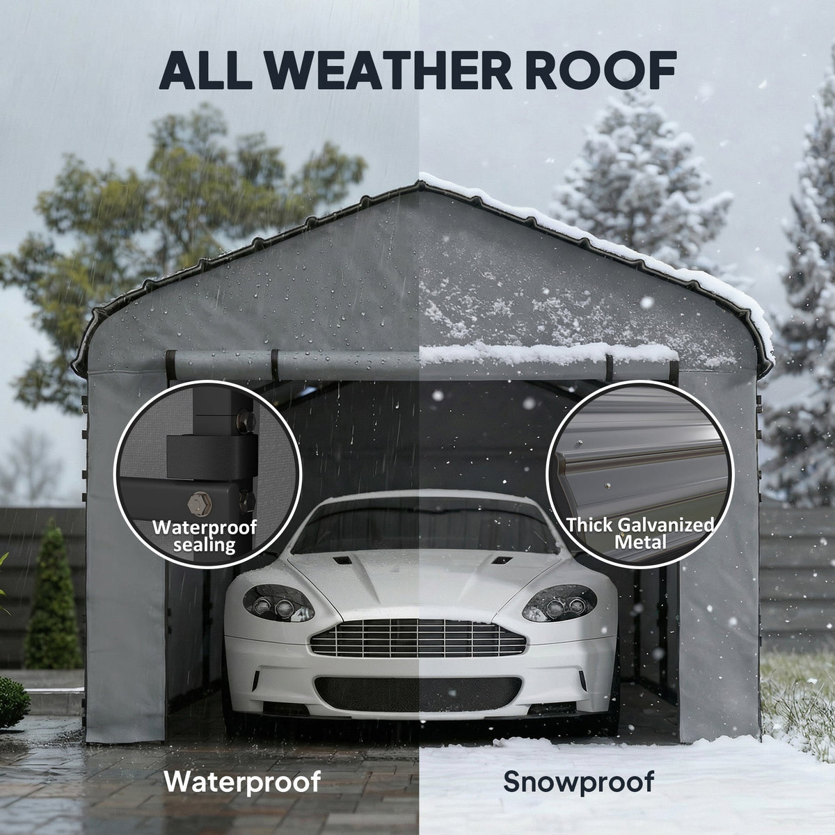 Onward 10' x 15' Heavy Duty Metal Carport with Galvanized Roof & Removable Sidewalls
