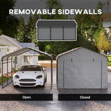 Onward 10' x 15' Heavy Duty Metal Carport with Galvanized Roof & Removable Sidewalls