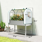 Galvanized Raised Garden Bed with Greenhouse Cover, Silver