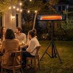 1500W Infrared Standing Patio Heater with Tripod, IP65, 3 Heat Levels, Black