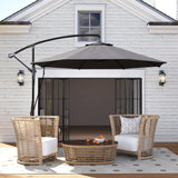 9.5FT Cantilever Patio Umbrella with Cover, 360° Rotation and Cross Base, Grey