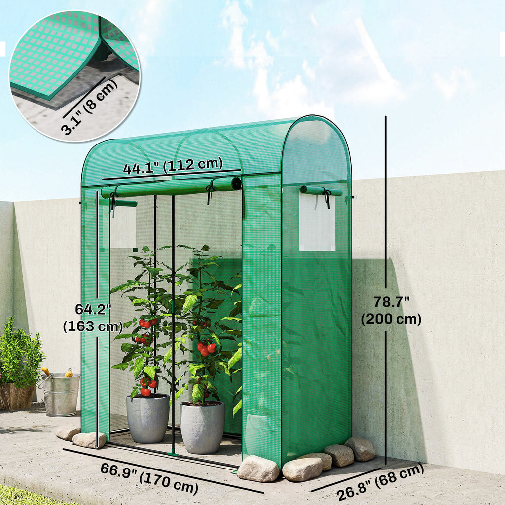 6' x 2' x 6.6' Mini Greenhouse with Roll-up Door, Green