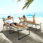 2-Piece Folding Chaise Lounge with Face Hole, Rainbow Striped