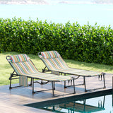 2-Piece Folding Chaise Lounge with Face Hole, Rainbow Striped