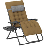 Padded Zero Gravity Chair with Cup Holder and Cushion, Light Khaki