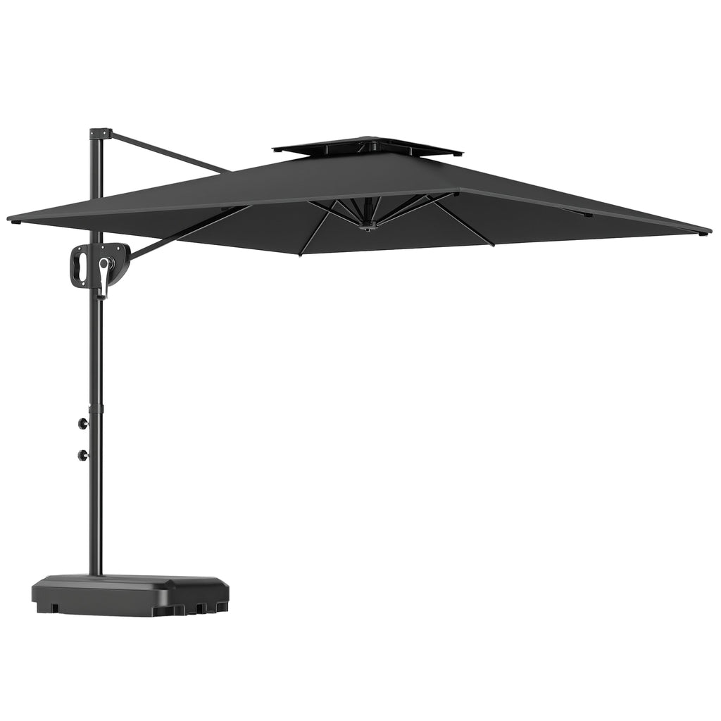 8' x 9' Square Cantilever Patio Umbrella with Fillable Base, Dark Grey