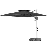 8' x 9' Square Cantilever Patio Umbrella with Fillable Base, Dark Grey