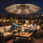 9.7 ft Cantilever Patio Umbrella with Solar LED Light and Cover, Khaki